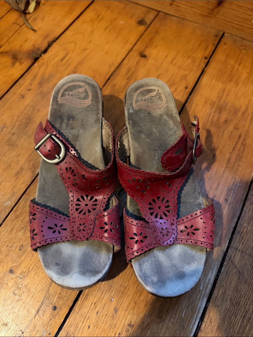Dansko Women’s Red Floral Cutout Sandals